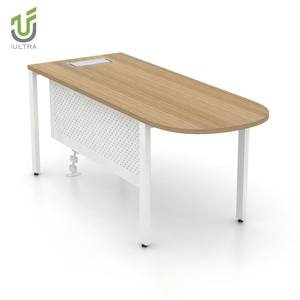 Iअल्ट्रा समकालीन एल-आकार कार्यकारी डेस्क आधुनिक निदेशक कार्यालय तालिका टिकाऊ ग्लास टॉप और धातु फ्रेम आधार के साथ - Product Image 5