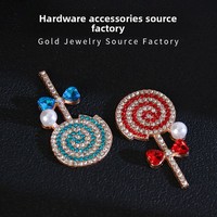 Breloques en alliage de strass en forme de sucette mignonnes à dos plat pour la décoration de coques de téléphone, de grilles d'aération de voiture, de chaussures et de pinces à cheveux, vente en gros