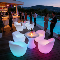 Ensemble de mobilier de bar lumineux et tendance, table et chaises pour salon de chicha, 16 couleurs, télécommande sans fil, étanche IP65