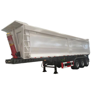 Remorque semi-chargeuse basculante robuste en acier, 3 axes, 60 tonnes, 50 tonnes, avec suspension, pour tracteur, qualité supérieure, vente en gros d'usine - Product Image 1