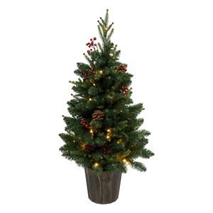 Árbol de Navidad LED con Pilas, con Piñas y Bayas, 55x90cm - Product Image 1