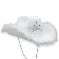 Chapeau de cowboy lumineux adulte avec diadème et plumes Chapeau de cowgirl avec couronne LED