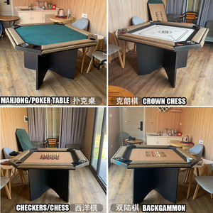 Multifunction 4 in 1 Backgammon <strong>Board</strong> Crown Checkers <strong>Chess</strong> Mahjong Tabletop Game <strong>Tables</strong> Set 4in1 Poker <strong>Table</strong> with Cup Holders - Product Image 2