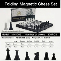 Jeu d'échecs magnétique pliable 13 cm format voyage de poche 34 pièces double reine ABS antidérapant mini jeu de société éducatif portable logique