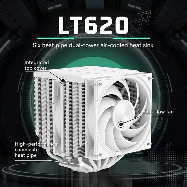 High Efficiency Copper CPU Cooling Fan Dual Tower 6 Heatpipes ARGB Lighting Gaming Desktop Computer Case Intel for Compatible