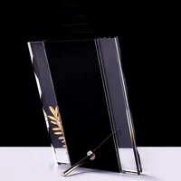 Medalla de Certificado Empresarial Personalizada de Alta Calidad con Marco Pulido Minimalista Ecológico de Cristal Negro y Azul
