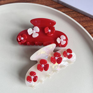 Sujeción de perlas de flores delicadas japonesas y coreanas con ácido acético, horquilla para agarrar el cabello, parte posterior de la cabeza, pinza de tiburón, pinza para el cabello para mujer - Product Image 1