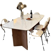 Table à manger rectangulaire en bambou de style Wabi-Sabi moderne et simple, avec 4 chaises, pour salon et petit appartement