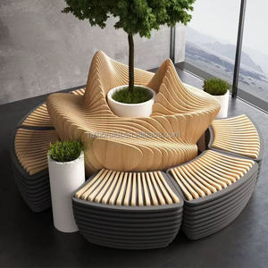 Chaises en <span class=keywords><strong>bois</strong></span> massif de forme unique personnalisées paramétriques pour la zone d'attente du hall de l'hôtel avec canapé de banch en tranche de dossier - Product Image 1