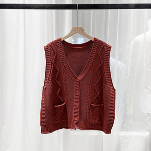 ODM Solid Color Elegant Women Soft Cotton Cashmere <strong>Black</strong> <strong>Cardigan</strong> Material Sweater Vest <strong>with</strong> <strong>Pockets</strong> - Product Image 4