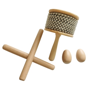 Venta al por mayor de cabasa de madera, claves y shaker de huevo 3 en 1, instrumento de percusión para paquete de instrumentos musicales preescolares - Product Image 2