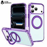Étui de téléphone magnétique multifonction personnalisé ATB pour iPhone 18 17, coque transparente antichoc et anti-chute avec support rotatif