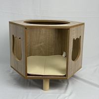 Maison pour chat en bois MDF moderne sur mesure avec coussin amovible, lit d'intérieur pour chats
