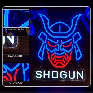 Masque Hannya japonais, enseigne au néon LED, décoration murale pour salle de jeux pour <span class=keywords><strong>les</strong></span> garçons gamers, cadeau de Noël idéal - Product Image 3
