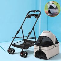 Poussette 3-en-1 pour chien et chat, siège auto, chariot pour animaux détachable, pliable d'une seule main, réglable, imperméable et léger