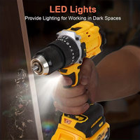Perceuse à percussion sans balais 3/8'' avec batterie, visseuse électrique 60 Nm, lumière LED, vitesse variable pour le perçage du bois à domicile