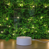 Lámpara Nocturna Acrílica DIY con Base de Luz LED ABS, Luz Cálida, Tablero de Mensajes Acrílico Borrable en Blanco, Lámpara Nocturna con Bolígrafo