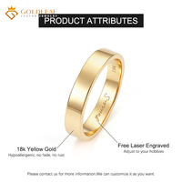 Bague de mariage unisexe en or massif jaune 10K 14K 18K gravée au laser sur mesure Goldleaf, bijoux pour couple
