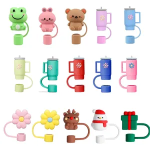 10cm Wholesale Tumbler straw topper Dust Toppers Covers Charms Straw Topper Silicone Straw Cover