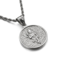 Collier Pendentif Hip Hop Vintage Punk Ange Cupidon en Acier Inoxydable 316L Étanche PVD, Bijoux de Mode pour Hommes, Vente en Gros