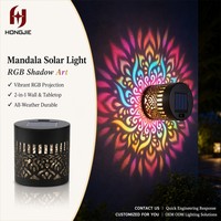Lampes solaires murales RGB Mandala à changement de couleur, applique murale en métal, étanche, décorative pour jardin extérieur