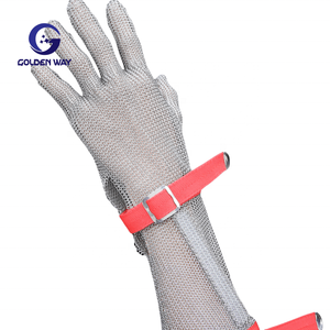 Gant de protection en maille métallique de qualité alimentaire à manchette longue, type gants anticoupure en acier inoxydable pour boucherie - Product Image 1
