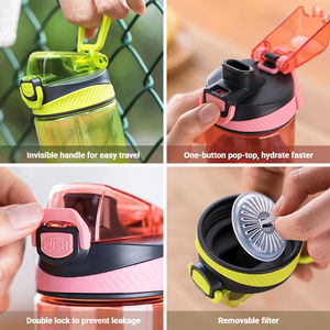 도매 스포츠 물병 이중 잠금 방수 기능 탈착식 필터 원터치 팝탑 휴대용 야외 여행 컵 - Product Image 5