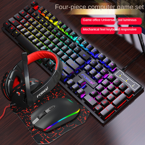 Gaming Toetsenbord Muis Headset Vier Stuk Spel Rgb Gaming Toetsenbord En Kleurrijke Muis <span class=keywords><strong>Combo</strong></span> 4 In 1 Muis Toetsenbord - Product Image 3