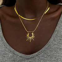 Nouveau style Collier de clavicule superposé double couche pour femme, Bijoux de mode, Collier soleil, Collier Y doré imposant