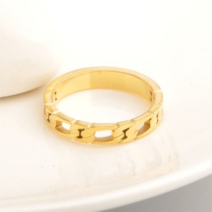 Fashion Minimalist Jewelry <b>Finger</b> <b>Ring</b> Gold Plated Stainless Steel Hollow Link Chain <b>Rings</b> for Women - Product Image 3