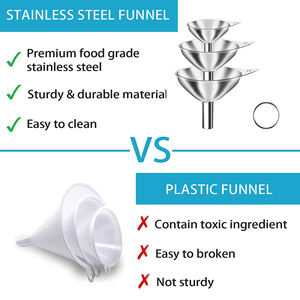 Corong <span class=keywords><strong>Mini</strong></span> Bubuk Memanggang Dapur, Alat Filter Minyak Kedelai Stainless Steel 3 Buah - Product Image 3
