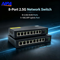 Switch PoE no administrado de 8 puertos 2.5G + enlace ascendente SFP de 10G apilable para cámara IP/WiFi Plug and Play AP-7018-2.5G
