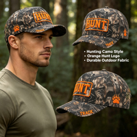 Gorra de Béisbol de Camuflaje para Caza al por Mayor, Duradera, Resistente al Agua, con Camuflaje de Corteza de Árbol y Bordado 3D en Relieve de Huella de Pata