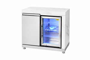 Îlot de cuisine extérieur multifonction luxueux en acier inoxydable avec barbecue à gaz, friteuse à air et grand <span class=keywords><strong>meuble</strong></span> avec réfrigérateur - Product Image 4