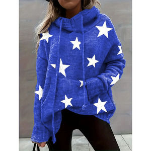 Nhà Sản Xuất Tùy Chỉnh Aka Sorority Cộng Với Kích Thước Áo Len Của Phụ Nữ Cộng Với Sao In Dài Tay Áo Dây Kéo Áo Len Với Túi - Product Image 6