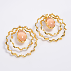 Women & Girls Fashion 14k Gold Plated Brass Gemstone Earring Handmade Brass Gemstone Jewelry Exporter - Product Image 1