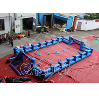 Campo de fútbol inflable juego pie cosida a campo de fútbol inflable juego comercial