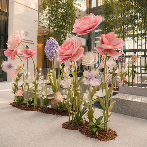 Set <span class=keywords><strong>di</strong></span> Rose in <span class=keywords><strong>carta</strong></span> su misura <span class=keywords><strong>papavero</strong></span> in Organza <span class=keywords><strong>di</strong></span> seta gigante per decorazioni nuziali Display floreale per interni - Product Image 3