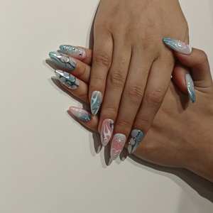 <span class=keywords><strong>Uñas</strong></span> Postizas de Moda Muhaha: Degradado Azul-<span class=keywords><strong>Rosa</strong></span> Estilo Y2K para Millennials - Product Image 2