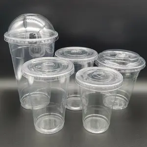 Custom 12 16 20 24 32 Oz Printed Disposable PET Plastic Clear Cups