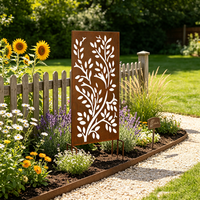 Panneau de clôture de jardin en métal résistant aux intempéries, effet rouillé, pour patio extérieur, cour arrière, ornement artistique