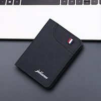 Dompet Pendek Kanvas Anti-RFID Multi-Kartu, Bukaan Terbuka, Lapisan Katun, Portabel, Serbaguna