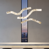 Lámpara de Techo LED de Estilo Minimalista para Decoración Residencial, Sala de Estar, Comedor, de Mármol y Cobre, para Techos Altos
