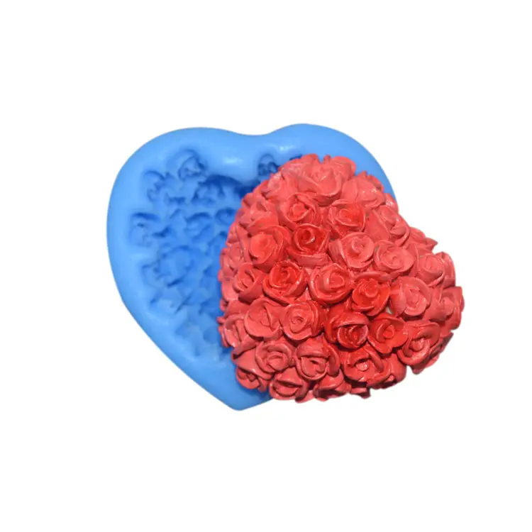 Customized Food Grade Fondant Cake Heart Rose 3d Silicone Mold