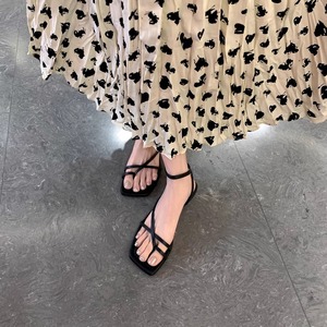Summer New Women's Square Toe Cross Strap Flip Flop <b>Sandals</b>, Korean Style <b>Flat</b> Casual Footwear - Product Image 3