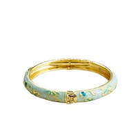 Bracelet Cloisonné en Cuivre Plaqué Or 14K, Style Chinois, Émail Coloré, Motif Floral Goutte à Goutte, Jonc Ouvert Printanier, Bijoux d'Inspiration Chinoise