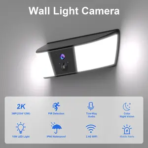 Caméra <span class=keywords><strong>de</strong></span> <span class=keywords><strong>sécurité</strong></span> intelligente 4MP avec projecteur WiFi, lampe murale <span class=keywords><strong>de</strong></span> jardin extérieure étanche, protection <span class=keywords><strong>de</strong></span> surveillance avec capteur lumineux - Product Image 3