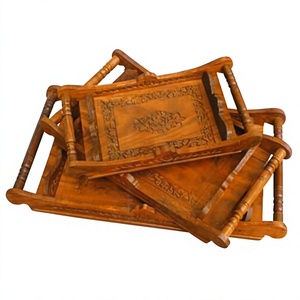 Bandejas de Servir Cuadradas de Madera Maciza, Estilo Antiguo, Ecológicas, Duraderas, Hechas a Mano, con Recubrimiento en Polvo, para Hoteles - Product Image 4