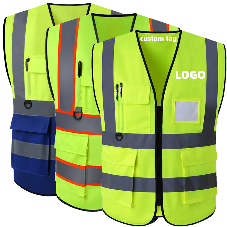 Giubbotto di costruzione Multi funzione alta visibilità maglia maglia di poliestere gilet Hi Vis sicurezza giubbotto di sicurezza riflettente