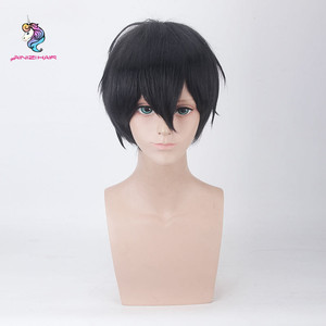 Nuevo Producto Ainizi, Pelucas de Cosplay de Ángeles de la Muerte, <span class=keywords><strong>Isaac</strong></span> Foster, Cabello Corto Negro Sintético, Pelucas de Cosplay para Hombre - Product Image 5